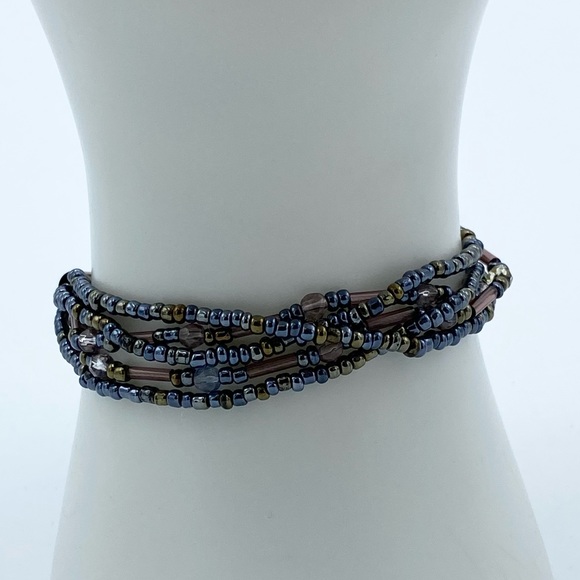 NEW Premier Designs Allegro Peacock Color Seed Bead Multi Strand Crystal Toggle - Picture 7 of 13